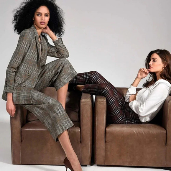 Robell wide leg plaid cropped pants modell cloe 09 size 10 - Picture 1 of 6